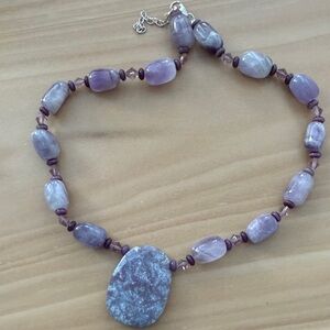 Precious Stone Necklace Vintage Handmade